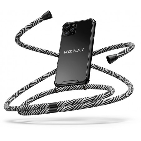 NECKLACY Necklace Case iPhone 12 Mini Black Domino Swirl