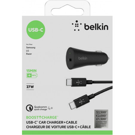 Belkin Quick Charge 4+ Kfz-Ladegerät inkl. USB-C 1.2m schwarz