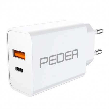 PEDEA Schnellladegerät "Dual" PD 20 Watt USB Typ A/C, weiß