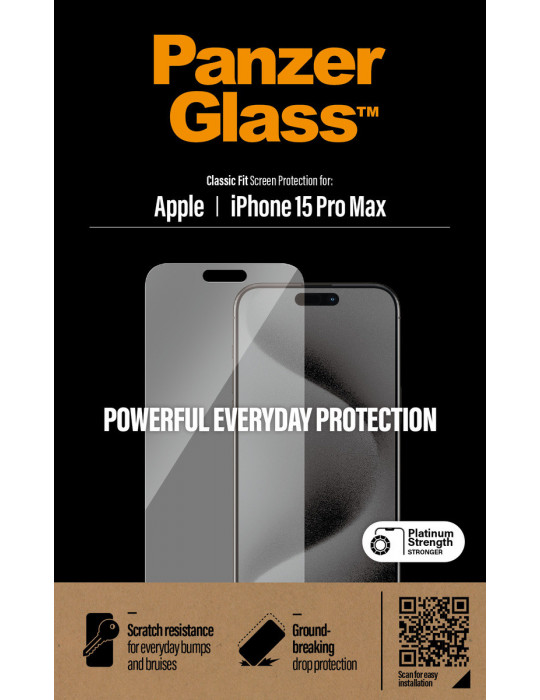 PanzerGlass Screen Protector iPhone 15 Pro Max, Classic Fit PanzerGlass Screen Protector iPhone 15 Pro Max, Classic Fit