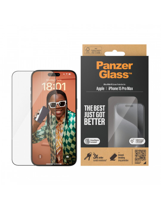 PanzerGlass iPhone 15 Pro Max, UWF w. EasyAligner