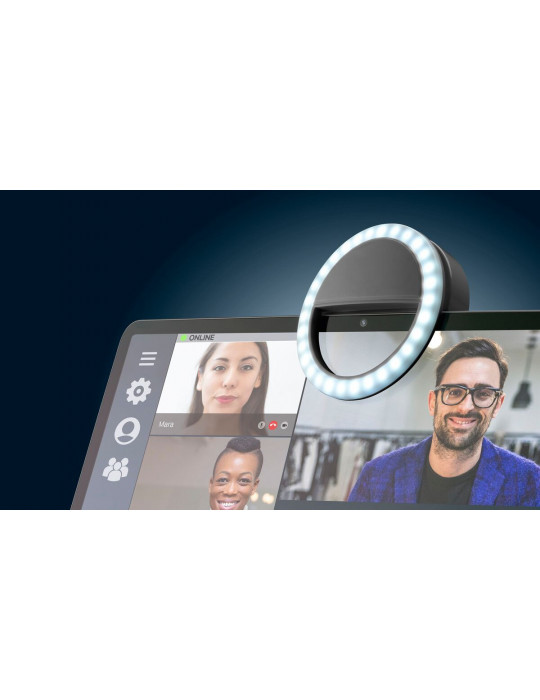 Cellularline Universal Selfie Lichtring, LED-Ringlicht mit einstellbarer Helligkeit