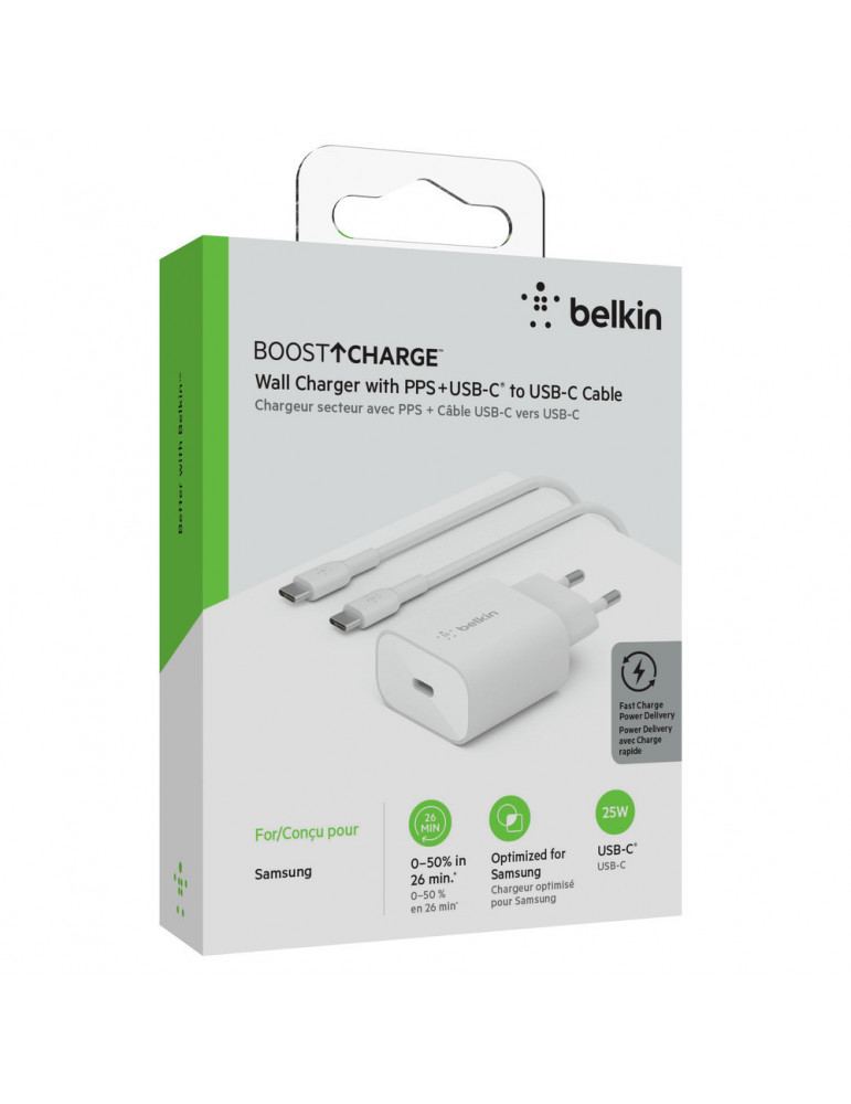 Belkin 25W USB-C Ladegerät PowerDelivery, inkl. Kabel 1m, weiß