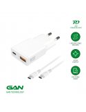 4smarts Ladegerät PDPlug Duos Slim 20W GaN USB-C/A+USB-C Kabel