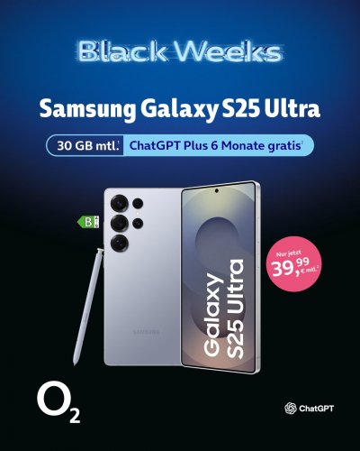 Black Deal mit O2 und dem Samsung Galaxy S25 Ultra