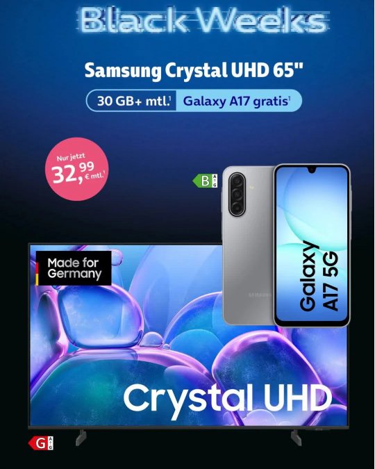 Samsung 65" UHD TV inkl. Samsung A17